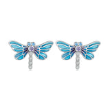925 Silver Sea Bee Flamingo Unicorn Opal Stud Earrings
