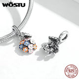 925 Silver Colorful Flower Charm Pendant for Bracelet Necklace DIY