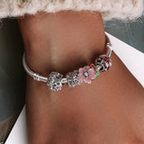 925 Silver Colorful Flowers Charm Pendant DIY Jewelry
