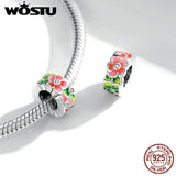 925 Silver Colorful Flowers Charm Pendant DIY Jewelry