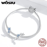 925 Sterling Silver Bead Flower Fairy Charm Pendant for Bracelet Necklace