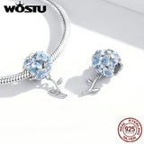 925 Silver Hydrangea Flower Charm Pendant for Bracelet Necklace CTC392