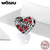 925 Sterling Silver Warm Family Heart Charm Pendant
