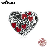 925 Sterling Silver Warm Family Heart Charm Pendant