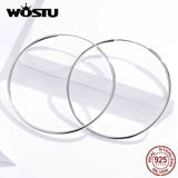 925 Sterling Silver Big Circle Hoop Earrings Minimalist Round Earrings