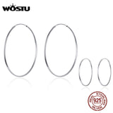925 Sterling Silver Big Circle Hoop Earrings Minimalist Round Earrings