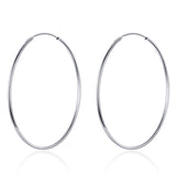 925 Sterling Silver Big Circle Hoop Earrings Minimalist Round Earrings