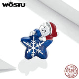 925 Sterling Silver Christmas Tree Bead CZ Santa Charm Snowman Pendant DIY