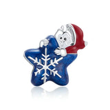 925 Sterling Silver Christmas Tree Bead CZ Santa Charm Snowman Pendant DIY