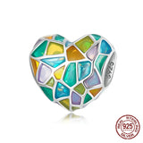 925 Silver Church Window Heart Charm Bead DIY Jewelry