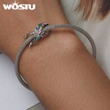 Sterling Silver Colorful Feather Infinity Charms for DIY Bracelet