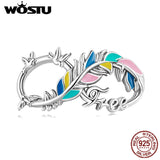Sterling Silver Colorful Feather Infinity Charms for DIY Bracelet