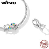 Sterling Silver Colorful Feather Infinity Charms for DIY Bracelet
