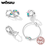 Sterling Silver Colorful Feather Infinity Charms for DIY Bracelet