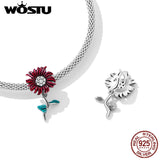 925 Silver Colorful Daisy Charms Beads DIY Bracelet Necklace