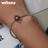 925 Silver Colorful Daisy Charms Beads DIY Bracelet Necklace