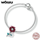 925 Silver Colorful Daisy Charms Beads DIY Bracelet Necklace