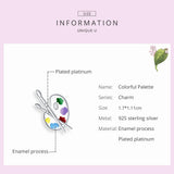 925 Silver Colorful Palette Bead Painting Charm Pendant CTC359