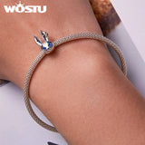 925 Sterling Silver Punk-Style Rabbit Charms Animal Beads Pendants
