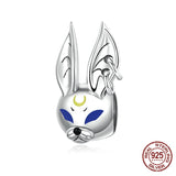 925 Sterling Silver Punk-Style Rabbit Charms Animal Beads Pendants
