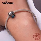 925 Silver Baby Panda Charm Bead Heart Zircon for Bracelet Jewelry