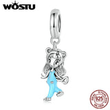 925 Silver Long Hair Girl Pendent Charms for Bracelet