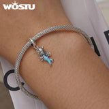 925 Silver Long Hair Girl Pendent Charms for Bracelet