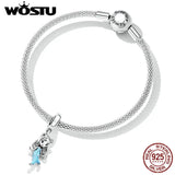 925 Silver Long Hair Girl Pendent Charms for Bracelet