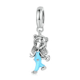 925 Silver Long Hair Girl Pendent Charms for Bracelet