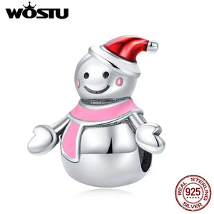 925 Sterling Silver Lover Snowman Bead Charm for Bracelet Necklace