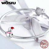 925 Sterling Silver Lover Snowman Bead Charm for Bracelet Necklace