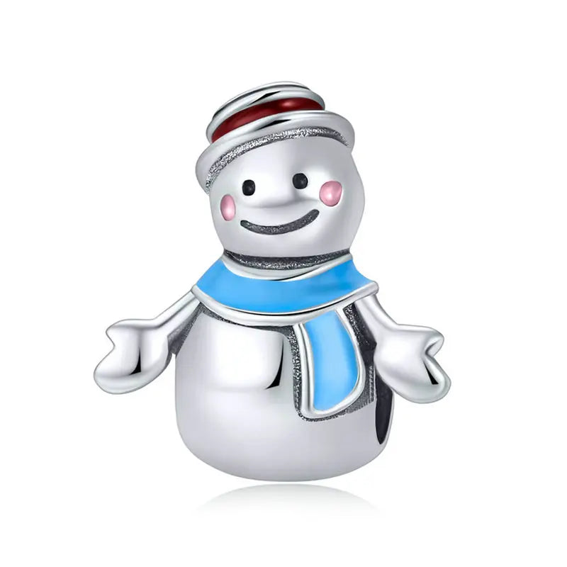 925 Sterling Silver Lover Snowman Bead Charm for Bracelet Necklace