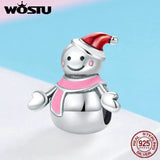 925 Sterling Silver Lover Snowman Bead Charm for Bracelet Necklace