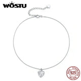 925 Sterling Silver Heart Anklet Chain Bracelet For Women