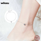925 Sterling Silver Heart Anklet Chain Bracelet For Women