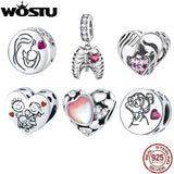 925 Silver Family Love Charms Pendant DIY Jewelry