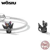 925 Silver Angel Cat Charms Beads DIY Bracelet Necklace Jewelry