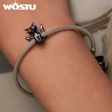 925 Silver Angel Cat Charms Beads DIY Bracelet Necklace Jewelry