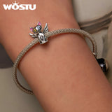 925 Silver Angel Cat Charms Beads DIY Bracelet Necklace Jewelry