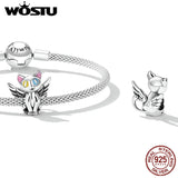 925 Silver Angel Cat Charms Beads DIY Bracelet Necklace Jewelry