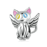 925 Silver Angel Cat Charms Beads DIY Bracelet Necklace Jewelry