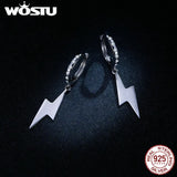 925 Silver Flash Lightning Zircon Drop Earrings for Women
