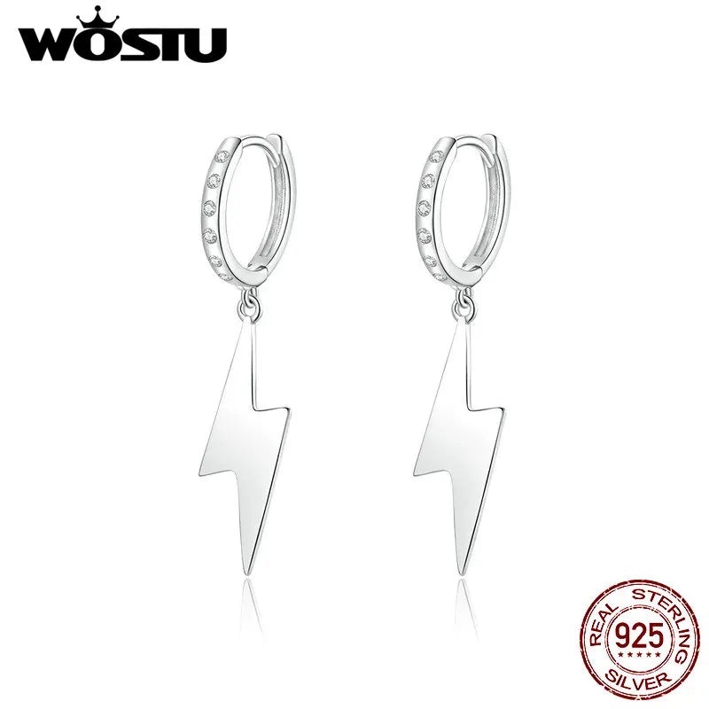 925 Silver Flash Lightning Zircon Drop Earrings for Women