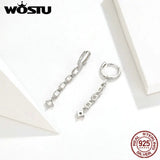 925 Silver Geometric Long Earrings Zircon Dangle for Women