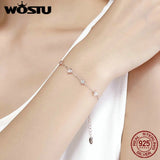925 Sterling Silver Sweet Heart Link Chain Bracelet For Women CQB097