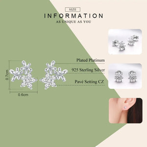 925 Silver Gypsophila Flower Stud Earrings Snowflake Earrings