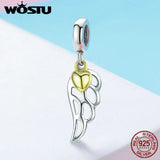 925 Silver Hollow Fairy Wings Charm Bead for Bracelet Pendant