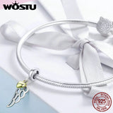 925 Silver Hollow Fairy Wings Charm Bead for Bracelet Pendant