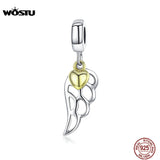 925 Silver Hollow Fairy Wings Charm Bead for Bracelet Pendant