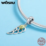 925 Silver Hollow Fairy Wings Charm Bead for Bracelet Pendant